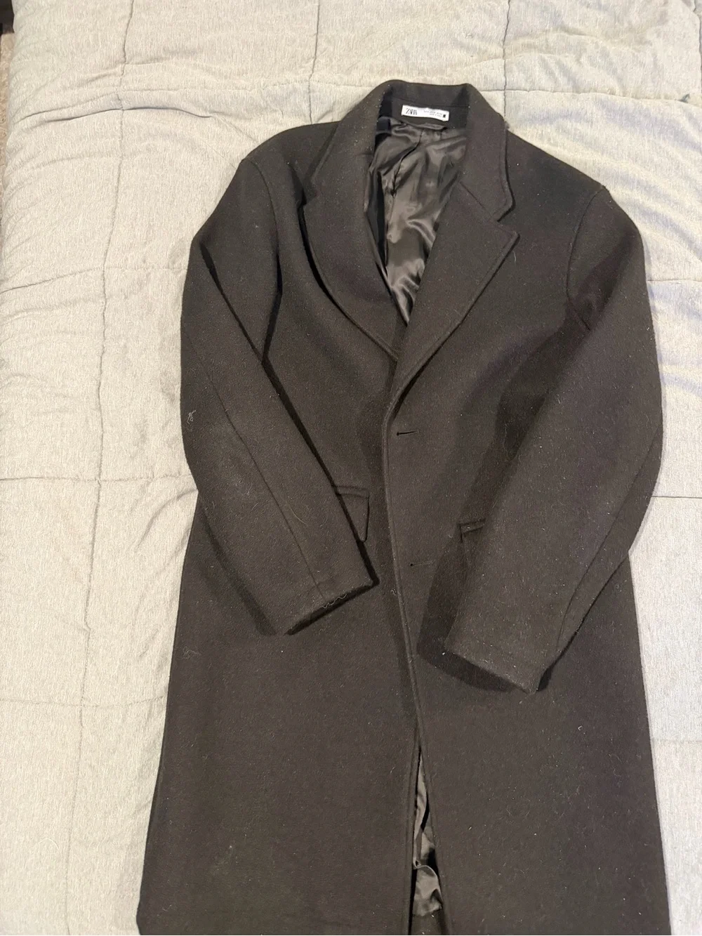 Zara Black Men's Pea Coat - Classic Tailored Style